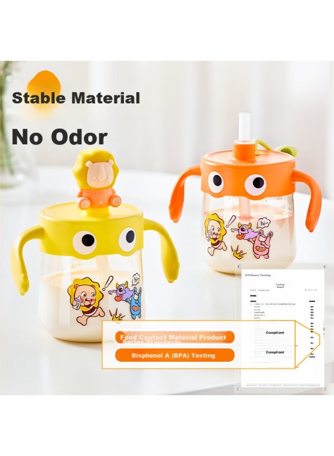 Imperial Pet Huangchong Children's Milk Cup, Ppsu Straw Cup, Baby Kindergarten Drinking Cup, Milk Cup With Handle, Training Cup, Orange, 330ml - Image 2