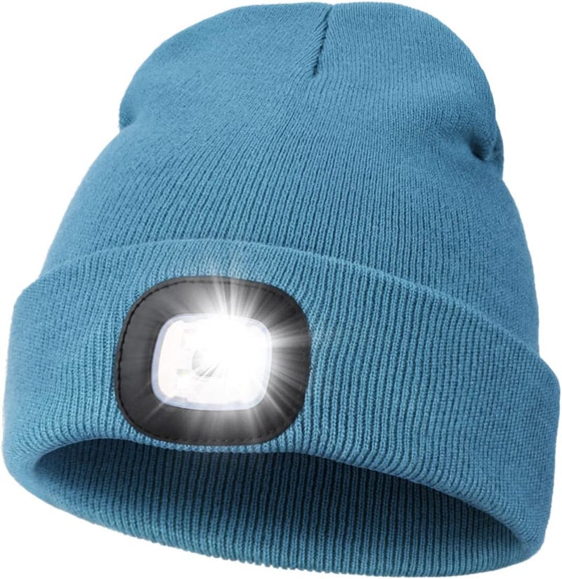 MELASA Unisex Hat with Light, USB Rechargeable Hands Free Headlamp LED Beanie, Winter Gifts for Men Dad Father Husband Him - Image 1