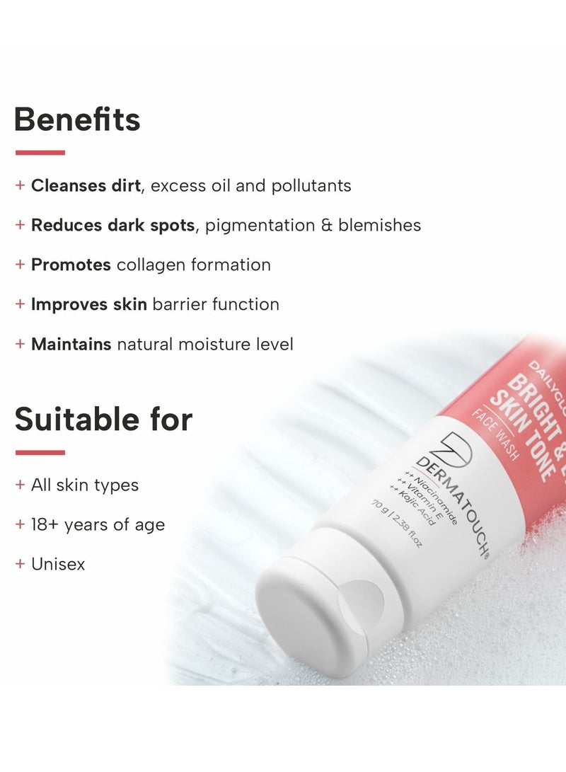 DERMATOUCH Bright Even Tone Face Wash with Niacinamide 70G - Image 2