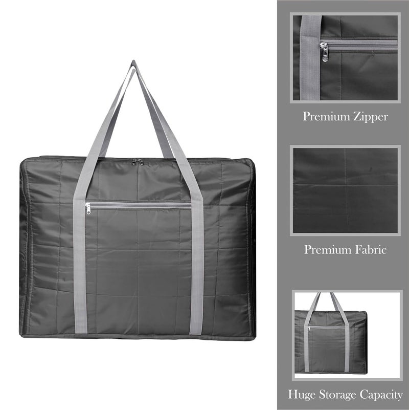 Kuber Industries Storage Attachi Bag Parachute Travel Storage Bag Storage Organizer for Clothes Zipper Closure Blanket Bag with Handle Large Gray - Image 4