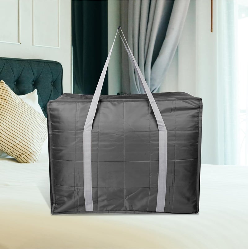 Kuber Industries Storage Attachi Bag Parachute Travel Storage Bag Storage Organizer for Clothes Zipper Closure Blanket Bag with Handle Large Gray - Image 2