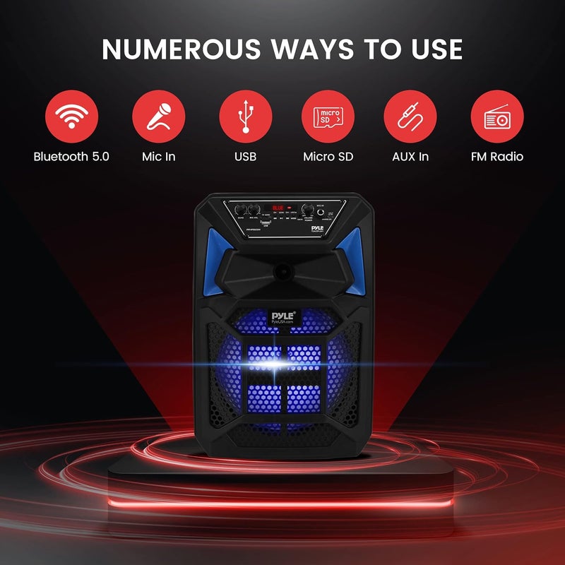 Pyle Portable Bluetooth PA Speaker System - 400W Outdoor Bluetooth Speaker Portable PA System w/Microphone in, Party Lights, MP3/USB SD Card Reader, FM Radio, Rolling Wheels - Mic, Remote - PPHP82SM - Image 3