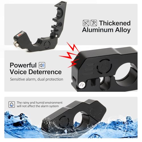 OPSOOPI Motorcycle Locks Anti Theft, Motorcycle Grip Lock 130DB Alarm Heavy Duty Throttle Lock, Waterproof Brake Alarm for Moped, Bike, Scooter, ATV (Black) - Image 3