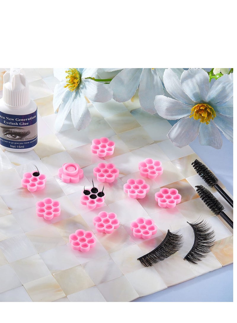 200 Pcs Flower-Shaped Eyelash Glue Cups, Eyelash Extension Glue Holders, False Lash Glue Pallets for Women and Girls, Essential Supplies for Lash Extensions. - Image 3