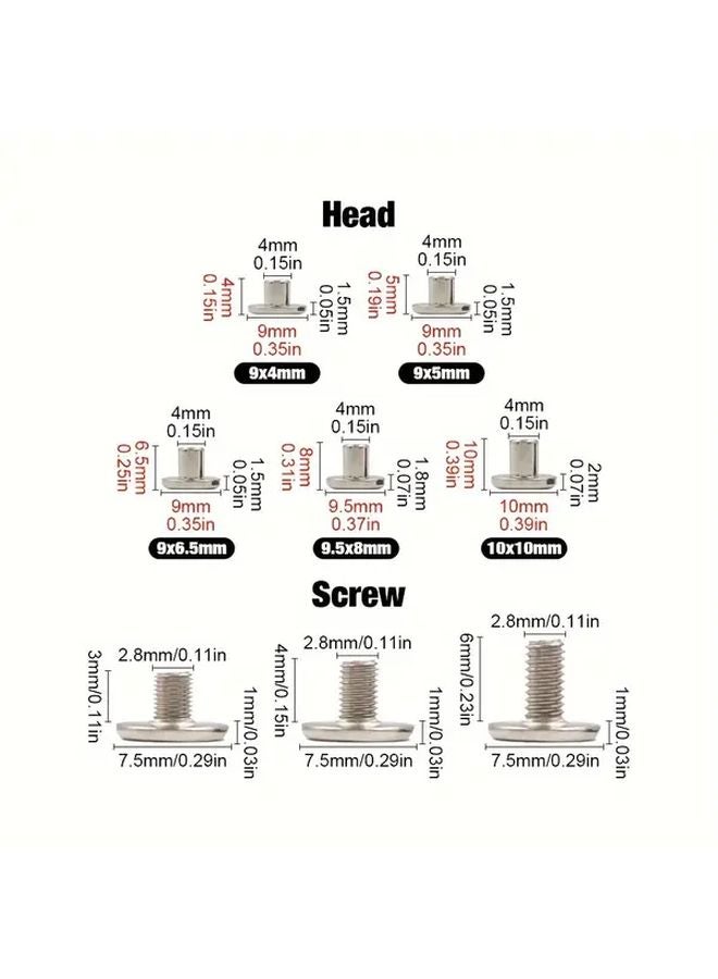 50 Sets Silver Metal Solid Screw Nail Rivet Double Curved Head Belt Strap For Luggage Leather Craft - Image 3