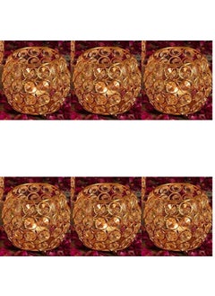 Webelkart WebelKart Designer Set of 6 Votives Bowl Crystal Tea Light Candle Holder for Diwali Decor |TeaLight Candle Holders for Home Decor |Table Decor Item Diwali Gift Item (3" Inches Set of 6 Gold)  - Image 3