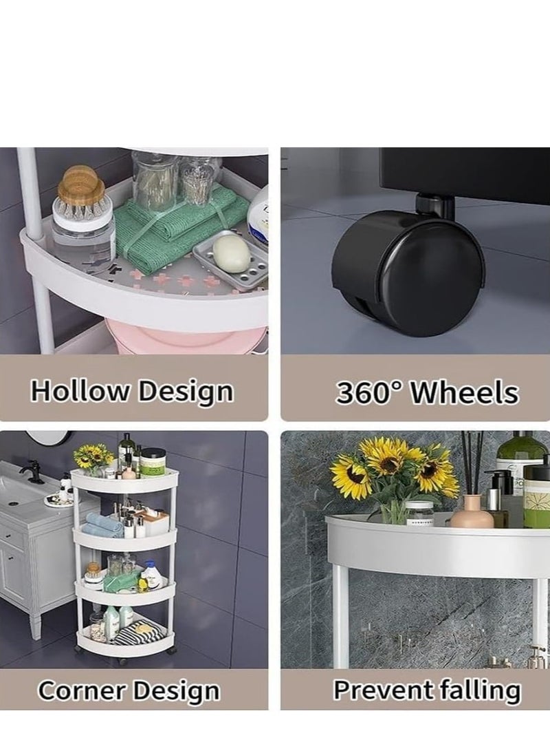 Decorhills Shower Caddy Corner Shelves, 4-Tier Bathroom Shelving Unit Cart with Wheel, Plastic Shower Caddy Organizer Shelf, Rust Proof Corner Open Storage Cart for Bathroom, Kitchen, Laundry (White) - Image 2