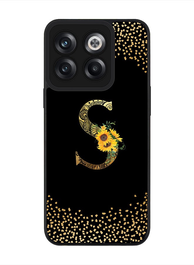 Stylizedd Rugged Black edge case for OnePlus 10T, Slim fit Rubber Edges  -  Custom Monogram Initial Letter Mandala Floral Pattern Alphabet- S  (Black ) - Image 1