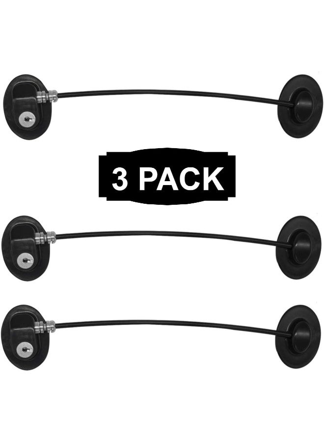 REZIPO 3 Pack Refrigerator Door Locks with 6 keys, File Drawer Lock, Freezer Door Lock and Child Safety Cabinet Lock Black - Image 1