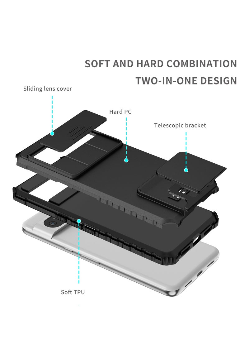 غطاء الحالة لـ Google Pixel 8 Pro الهاتف المحمول الأسود ، قوس تلسكوبي مبتكر ، نافذة كاميرا الحماية المنزلقة ، غطاء الخلفي للهاتف المقاوم للصدمات - Image 4