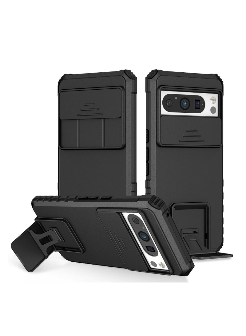 غطاء الحالة لـ Google Pixel 8 Pro الهاتف المحمول الأسود ، قوس تلسكوبي مبتكر ، نافذة كاميرا الحماية المنزلقة ، غطاء الخلفي للهاتف المقاوم للصدمات - Image 1