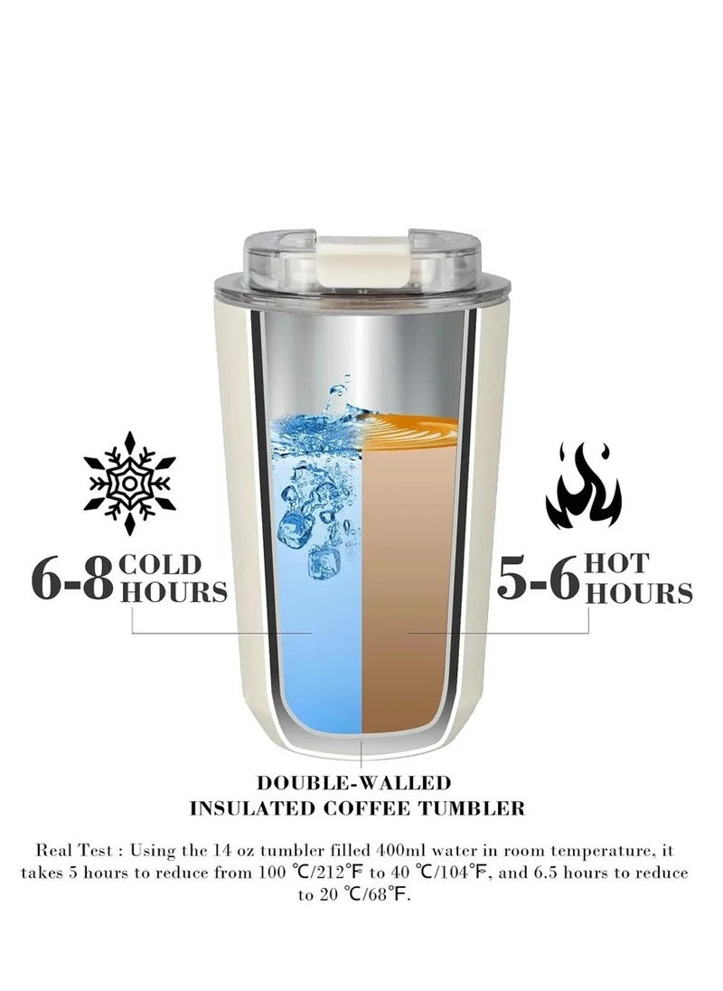 smeg - 320ML Beverage Cup Travel Portable Car Drinking Cup Stainless Steel Vacuum Leak proof 320ML Coffee Thermos（Blue） - Image 1