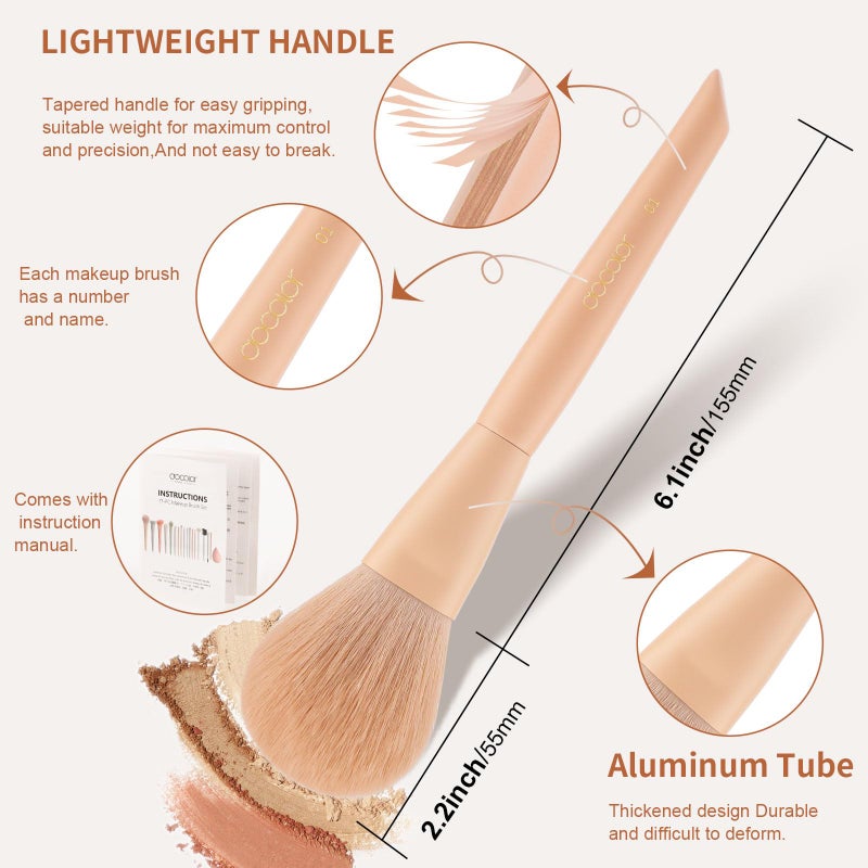 Docolor Makeup Brushes 17+2 Pcs with Makeup Bag and Makeup Sponge and Brush Protector Morandi Makeup Brush Set Premium Synthetic hair makeup brush Wooden handle Gift Box - Image 5