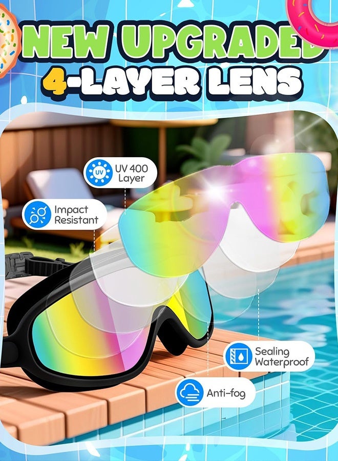 AZorb Swimming Goggles Kids 180° Clear Vision No Leaking Anti-Fog UV Protection Swimming Goggles Pool Swim Glasses for Kids 3-15 Silicone Frame Adjustable Blue - Image 3
