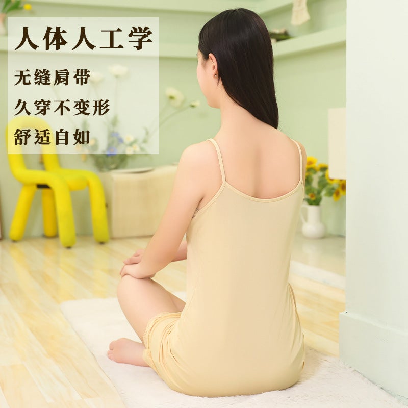 Daily Wear Camisole Slip Dress Cheongsam Base Safety Inner Dress Ice Silk Modal Anti-See-Through Anti-Exposure Dress - Image 1