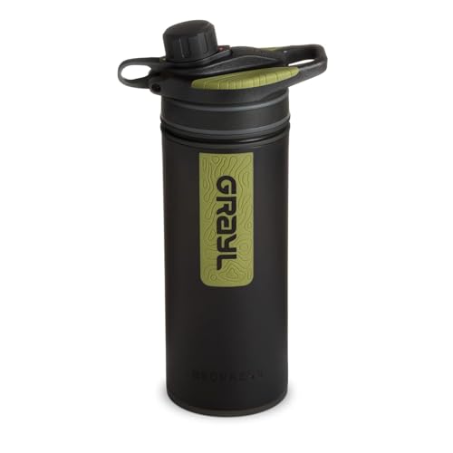 GRAYL GeoPress 24 oz Water Purifier Bottle - Filter for Hiking, Camping, Survival, Travel (Black Camo) - Image 1