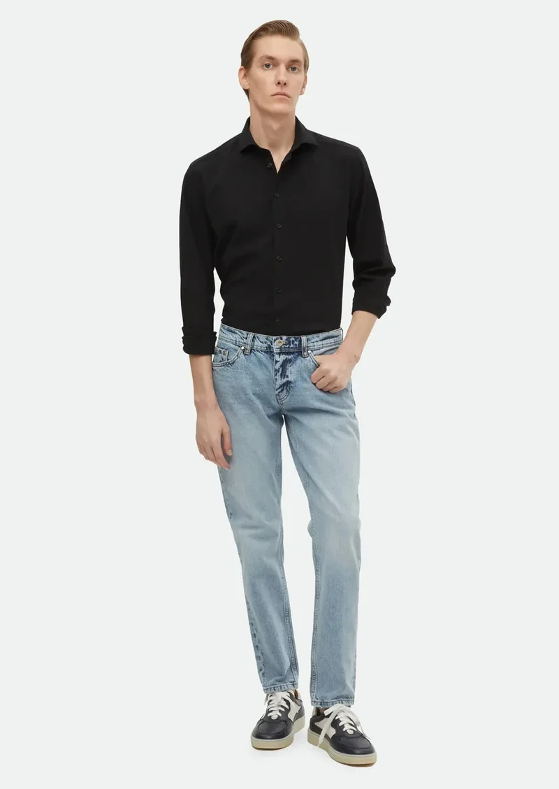 رامسي بنطلون جينز أزرق داكن بقصة عادية مصنوع من القطن بنسبة 100%