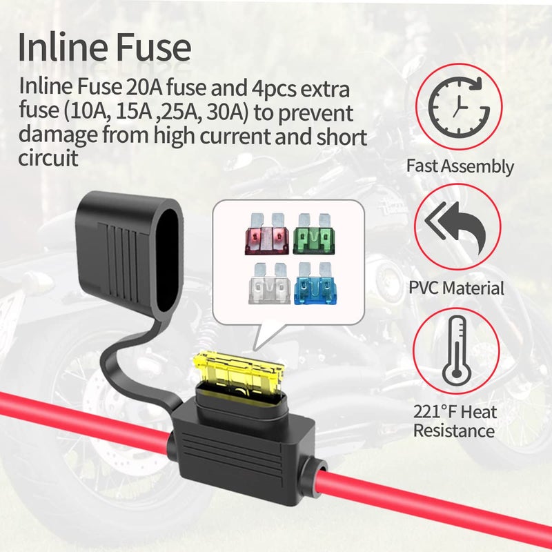 ELFCULB 2FT 10AWG SAE Power Socket Sidewall Port to O Ring Connecters Extension Cord Cable with 10A 15A 20A 25A 30A Fuse Compatible with Solar Generator Battery Charger,for Solar Accessories - Image 2