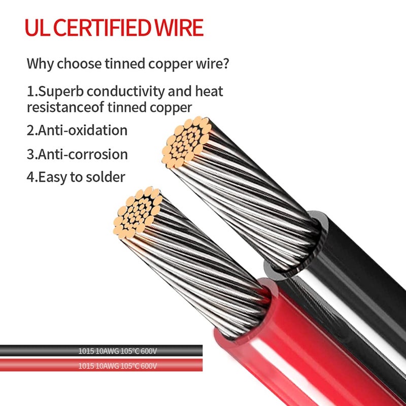 ELFCULB 2FT 10AWG SAE Power Socket Sidewall Port to O Ring Connecters Extension Cord Cable with 10A 15A 20A 25A 30A Fuse Compatible with Solar Generator Battery Charger,for Solar Accessories - Image 5