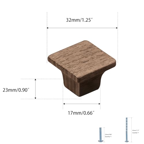 Evionlin 4 PackSquare Minimalist and HighEnd ChineseStyle Cabinet Door Handles Cabinet Drawer Pulls SingleHole Wardrobe Knobs Wooden Door - Image 3