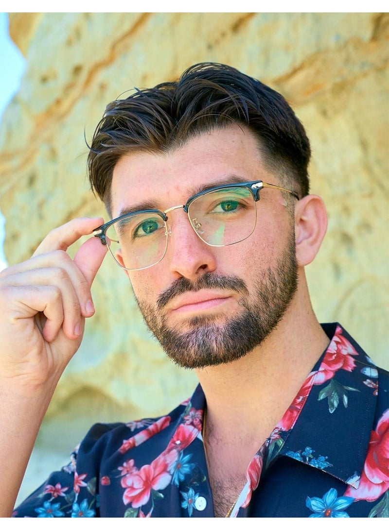 Blue Blocker Glasses for Men Metal Browline Computer Gaming Glasses Filter Blue Ray (Gold Metal/Black ) - Image 5