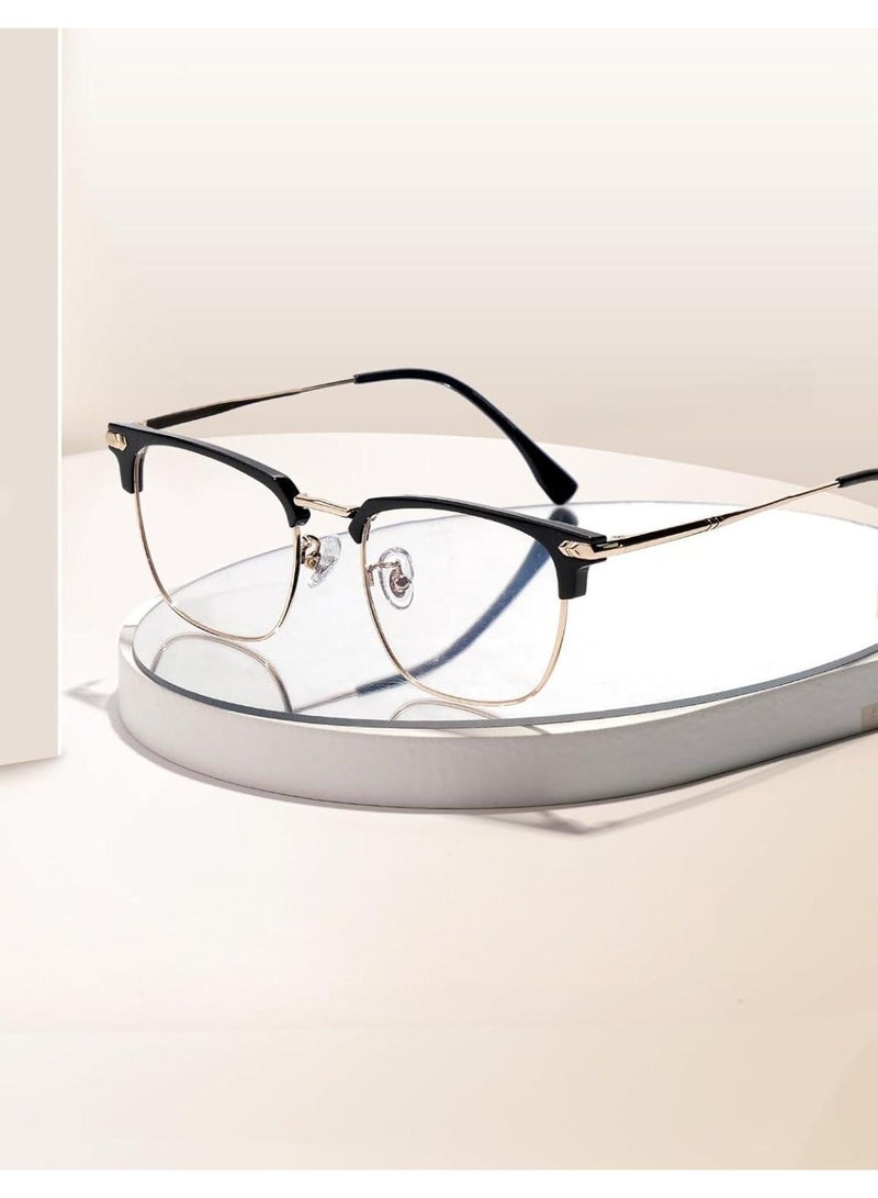 Blue Blocker Glasses for Men Metal Browline Computer Gaming Glasses Filter Blue Ray (Gold Metal/Black ) - Image 2