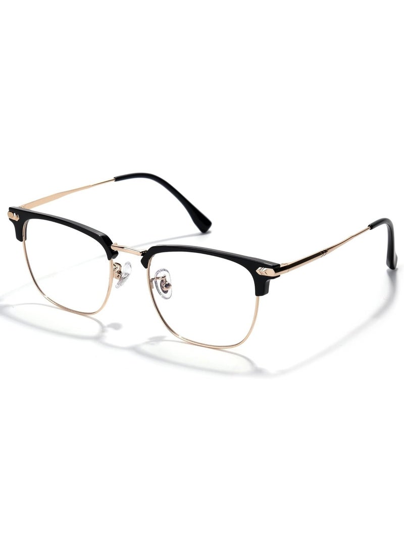 Blue Blocker Glasses for Men Metal Browline Computer Gaming Glasses Filter Blue Ray (Gold Metal/Black ) - Image 1