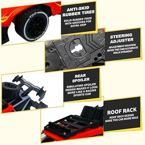 PARTEET Remote Control Racing Car Toy for Kids with 2.4 GHz Long Range|High Speed- 1:16 Scale Joystick RC Sports Vehicle, Rechargeable Battery|Ages 3 Years and Up (Red) - Image 3