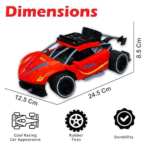 PARTEET Remote Control Racing Car Toy for Kids with 2.4 GHz Long Range|High Speed- 1:16 Scale Joystick RC Sports Vehicle, Rechargeable Battery|Ages 3 Years and Up (Red) - Image 2