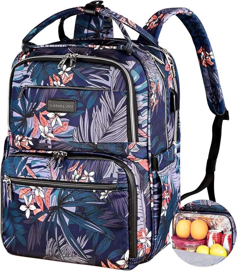 VANKEAN Lunch Backpack for Women Cooler Bag with Lunch Box, Large Laptop Backpack with USB Port for 15.6 Inch Laptops, Waterproof Backpack Insulated Lunch Bag for School / Work / Camping - Image 1