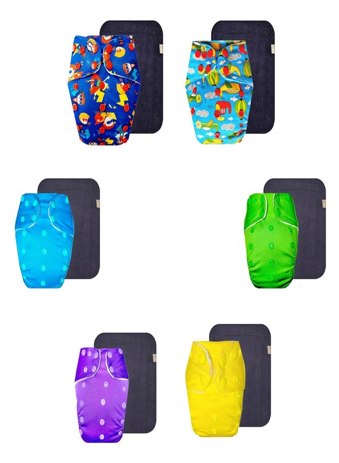 Dumbledo Premium Cloth Diaper with Black Insert (Pack of 6) | Soft & Gentle | Leakproof | Adjustable Snaps | Perfect for Indian Summers | 3 Months - 3 Years | Unisex Baby - Image 1