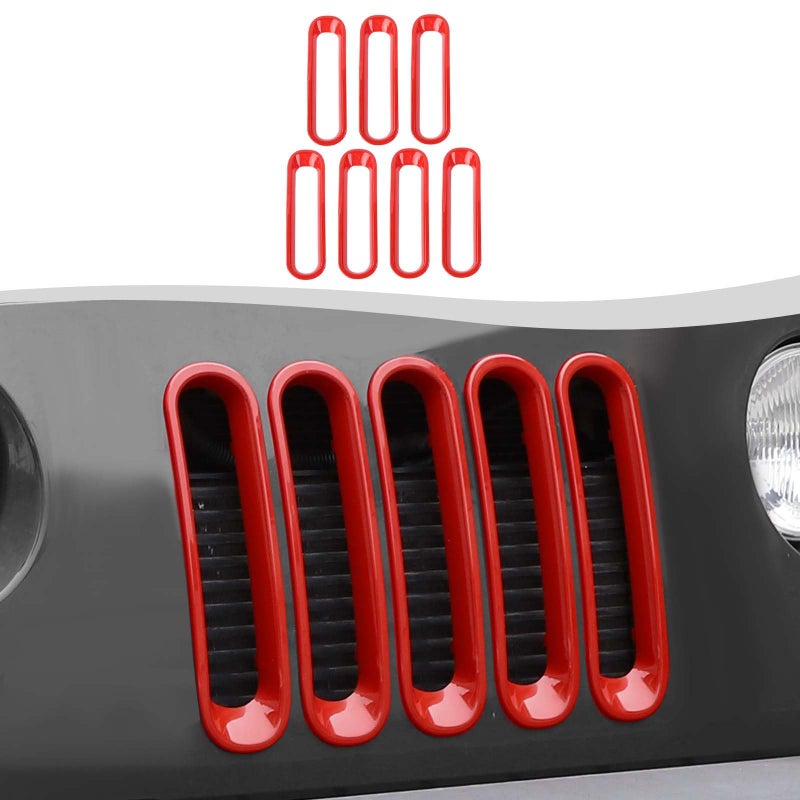 SQQP Grill Insert Grille Inserts Cover Fit for 20072018 Jeep Wrangler JK JKURed