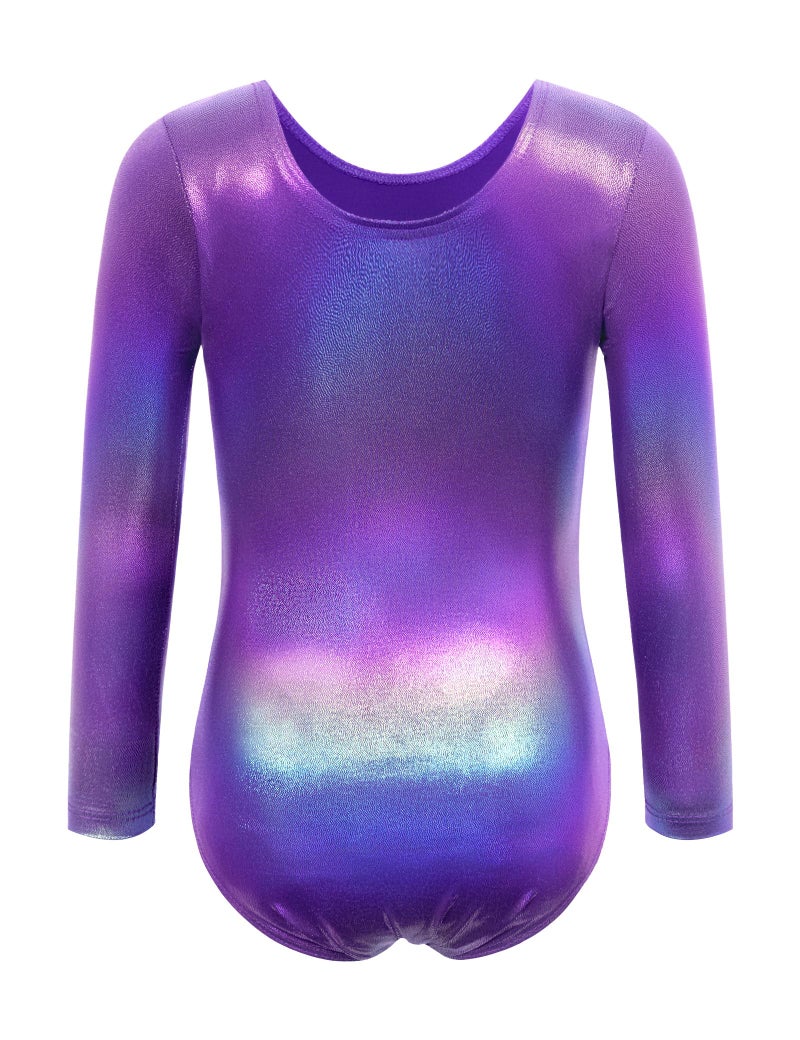 Nokecina Leotard for Girls Gymnastics Tumbling Outfit Size 3t 4t Sparkle Purple Little Kids Long Sleeve Bodysuits - Image 2