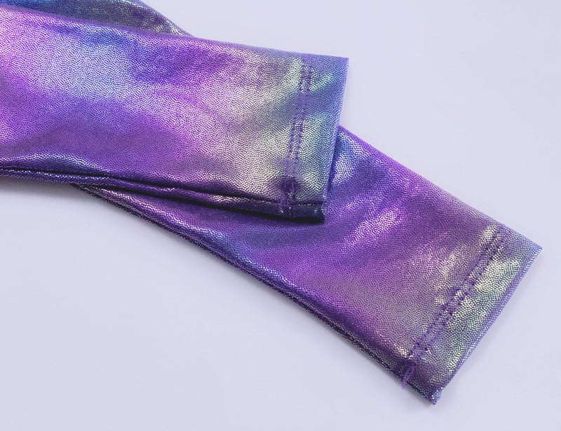 Nokecina Leotard for Girls Gymnastics Tumbling Outfit Size 3t 4t Sparkle Purple Little Kids Long Sleeve Bodysuits - Image 4