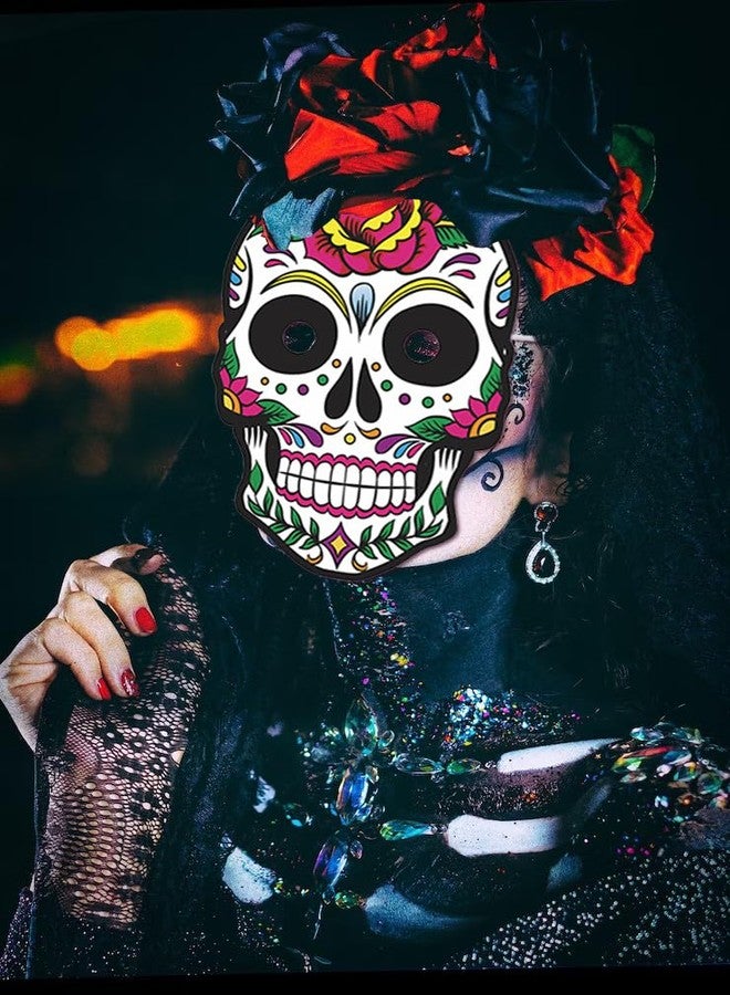 Heureppy 6PCS Day of the Dead Masks Dia de los Muertos Masks Vintage Sugar Skull Face La Catrina Paper Masks for Mexican Fiesta Costume Accessories Día de los Muertos Photo Props Party Cosplay Favor Supplies - Image 4