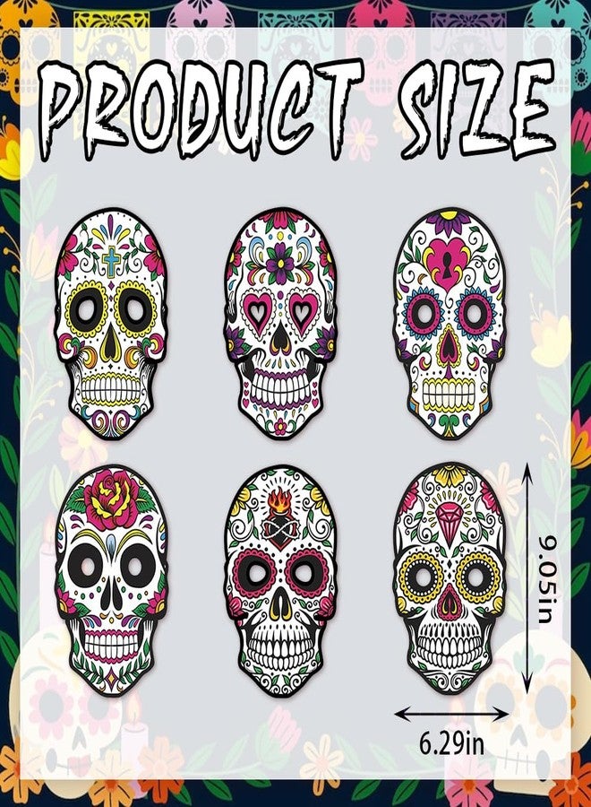 Heureppy 6PCS Day of the Dead Masks Dia de los Muertos Masks Vintage Sugar Skull Face La Catrina Paper Masks for Mexican Fiesta Costume Accessories Día de los Muertos Photo Props Party Cosplay Favor Supplies - Image 2