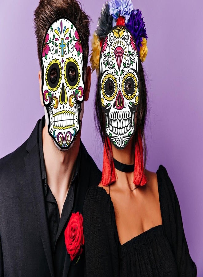 Heureppy 6PCS Day of the Dead Masks Dia de los Muertos Masks Vintage Sugar Skull Face La Catrina Paper Masks for Mexican Fiesta Costume Accessories Día de los Muertos Photo Props Party Cosplay Favor Supplies - Image 5