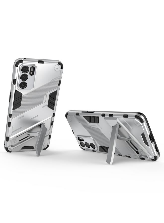 اس-توب جراب لهاتف OPPO Reno6 5G Punk Armor 2 في 1 PC + جراب TPU مقاوم للصدمات مع حامل غير مرئي - Image 4