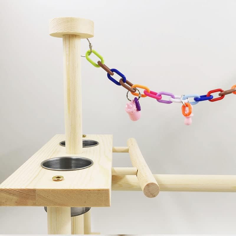 Bird Playstand Colorful Interactive Wooden Playground with Feeder Cup for Cockatiel Budgie, Safe and Durable, Odorless, Multifunctional, (1 X Bird Playstand) - Image 5