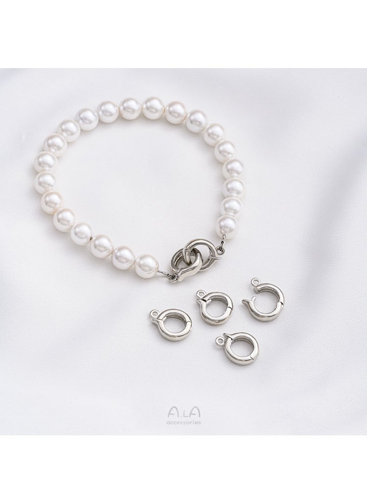 14K Gold Plated Round Pearl Clasp for DIY Jewelry One white gold round single buckle