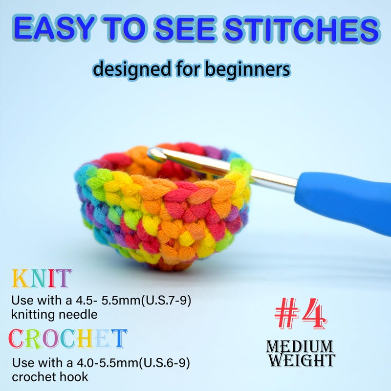 JOYTAG 50g Rainbow Beginner Crochet Yarn for Crocheting and Knitting Multicolor Cotton Crochet Yarn for Beginners Blend Easy Yarn for Beginners(Green Tone) - Image 4