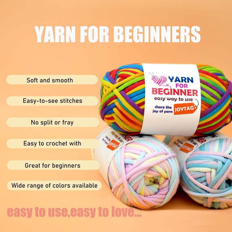 JOYTAG 50g Rainbow Beginner Crochet Yarn for Crocheting and Knitting Multicolor Cotton Crochet Yarn for Beginners Blend Easy Yarn for Beginners(Green Tone) - Image 3