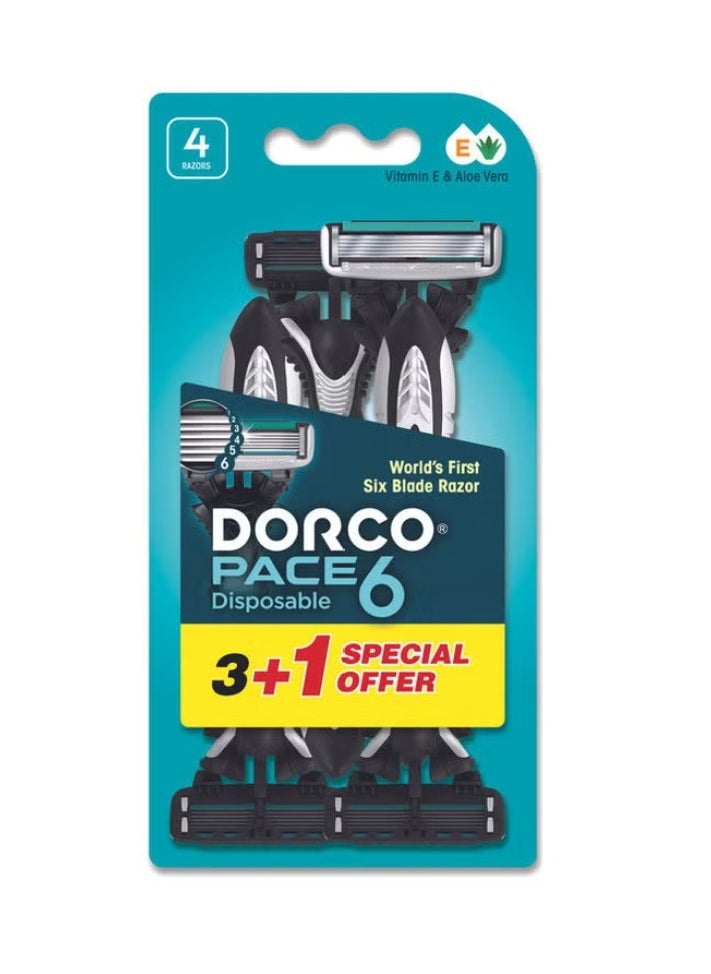 DORCO Set od 3+1 - Pace6 Disposable Razor Blue 