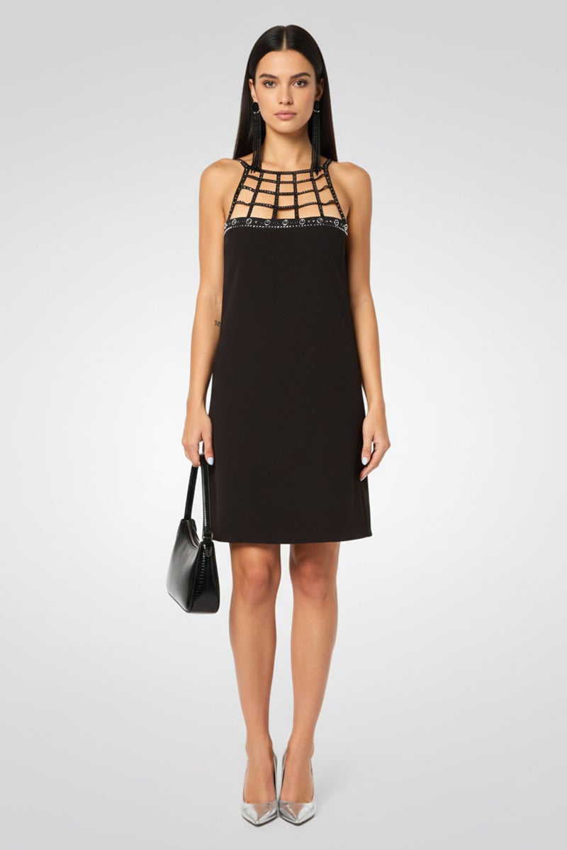 PINKO Women Embellished Mini Dress, Black - Image 1