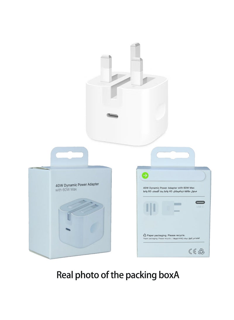 40W Dynamic Power Adapter with 60W Max for iphone17 for iphone 17 Air for ipad for Samsung- White - Image 2