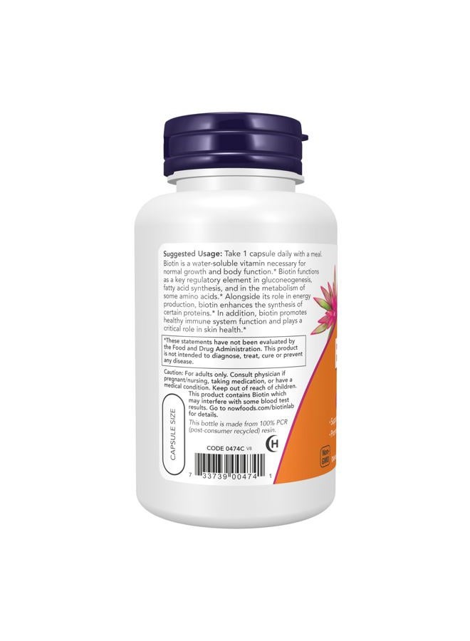 now Foods by Now Biotin Energy Production 5000 mcg- 120 Vcaps - Image 2