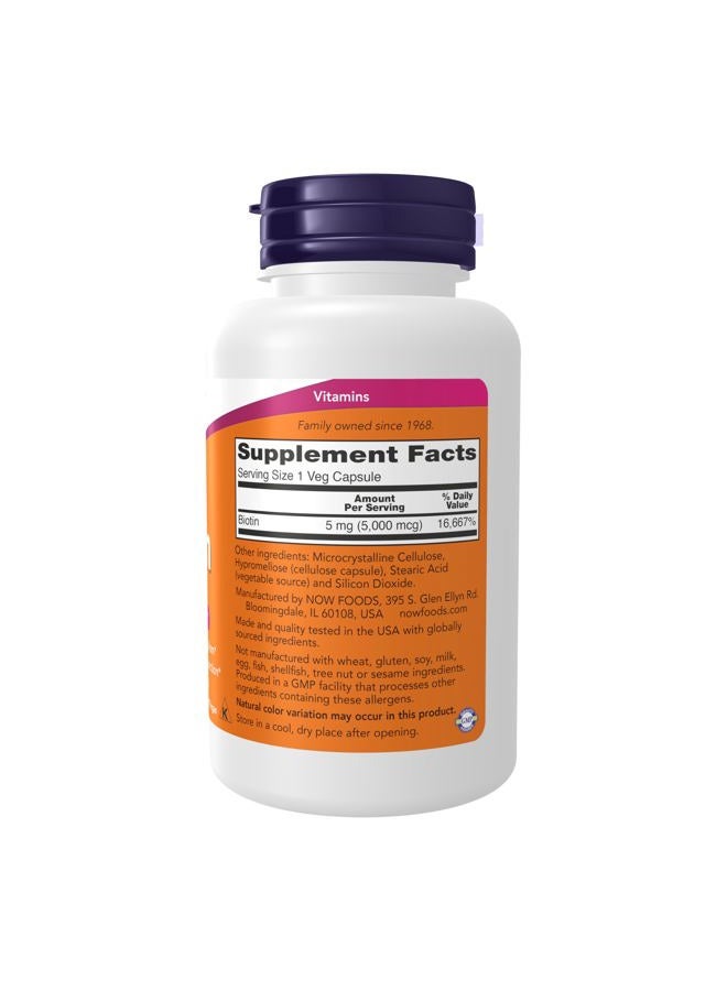 now Foods by Now Biotin Energy Production 5000 mcg- 120 Vcaps - Image 3