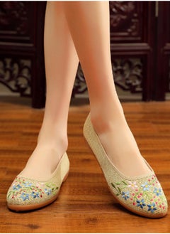 ZCM-HAPPY Breathable Slip On Old Beijing Cloth Shoes for Women - Casual Lightweight Soft-Soled Embroidered Ethnic Style Dance Shoes  - Image 1