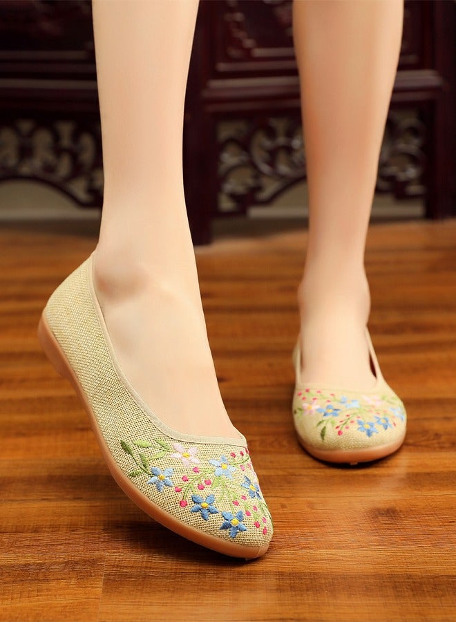 ZCM-HAPPY Breathable Slip On Old Beijing Cloth Shoes for Women - Casual Lightweight Soft-Soled Embroidered Ethnic Style Dance Shoes  - Image 2