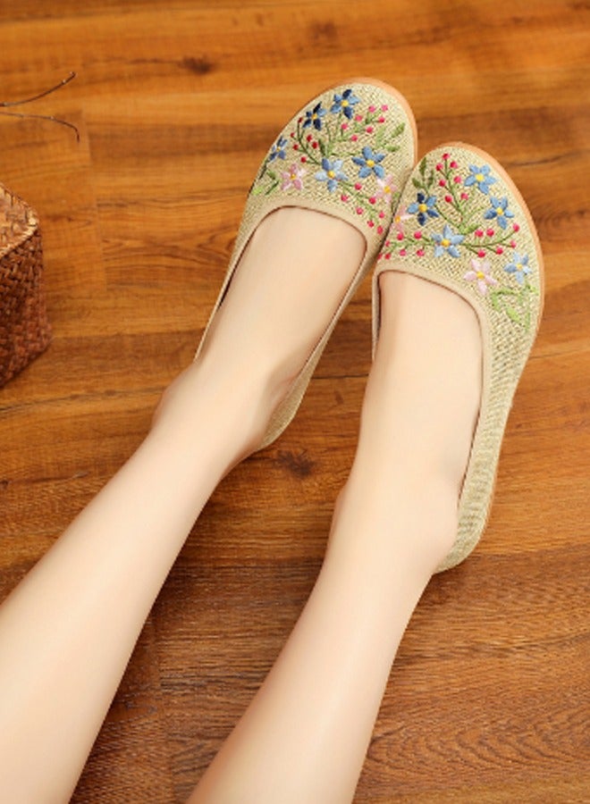 ZCM-HAPPY Breathable Slip On Old Beijing Cloth Shoes for Women - Casual Lightweight Soft-Soled Embroidered Ethnic Style Dance Shoes  - Image 5